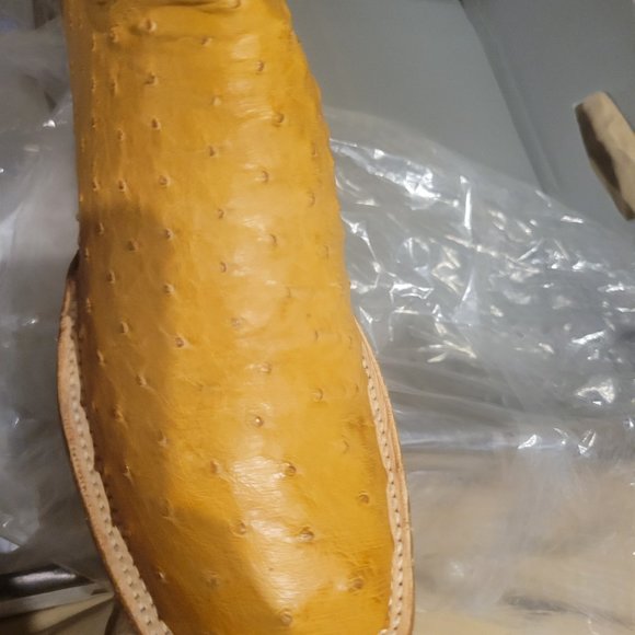 Lucchese Ostrich Square Toe Boot Like New Saddle/Peanut Br(Includes Boot Trees) - Picture 5 of 15